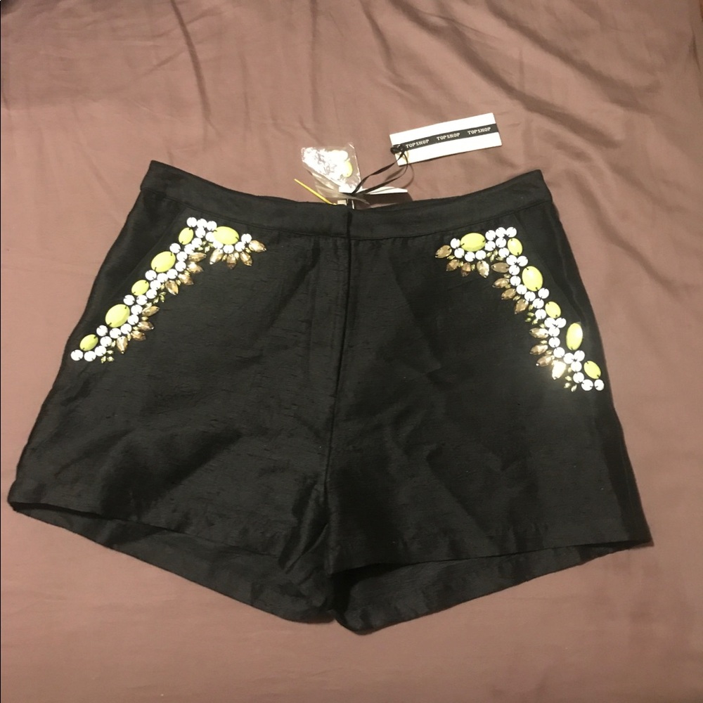 TOPSHOP HIGH WAISTED EMBELLISHED SHORTS (NWT)